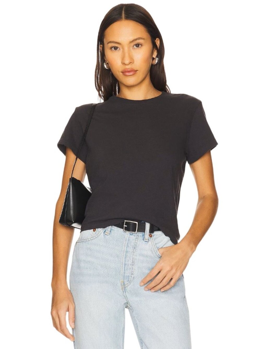 RE/DONE 1950s Boxy Tee in Washed Black X-Small New Womens Tshirt Top